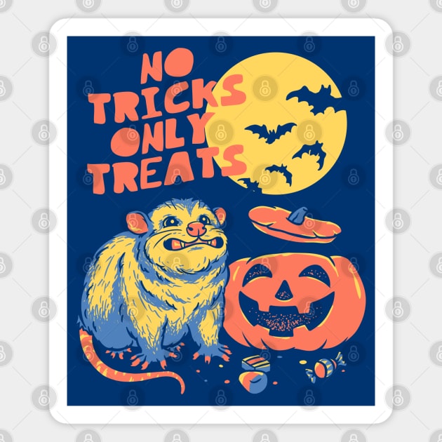 Halloween Possum | No Tricks Only Treats | Blue BG Magnet by anycolordesigns